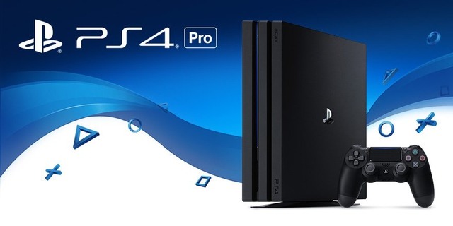 PS4 Pro logo grafik med ikonisk PlayStation baggrund
